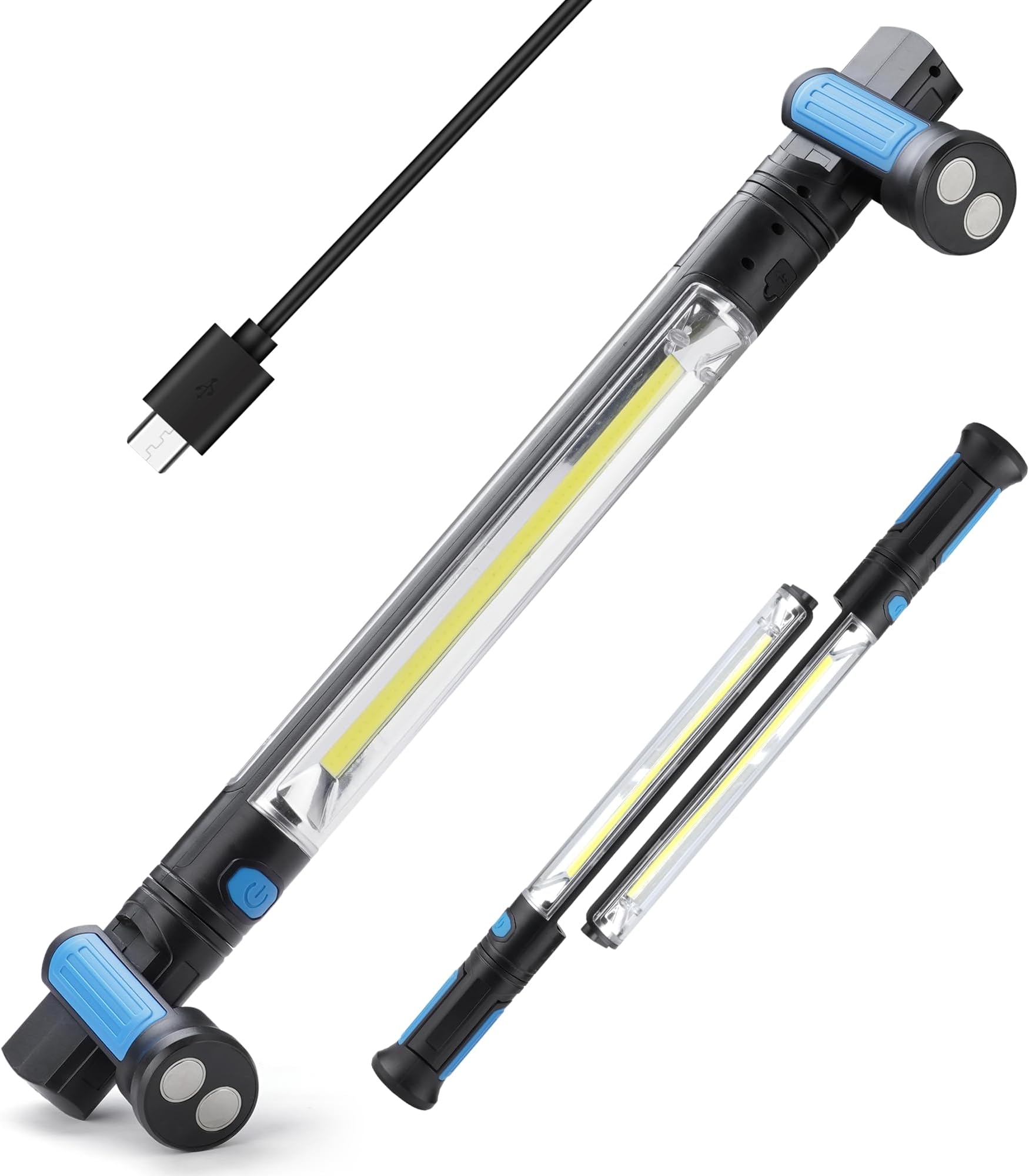 Durapower Underhood Magnetic Work Light, 2000 Lumen Bright Automotive Work Light, 4800 mAh Rechargeable LED Work Light Bar with Hooks, Cordless Mechanic
