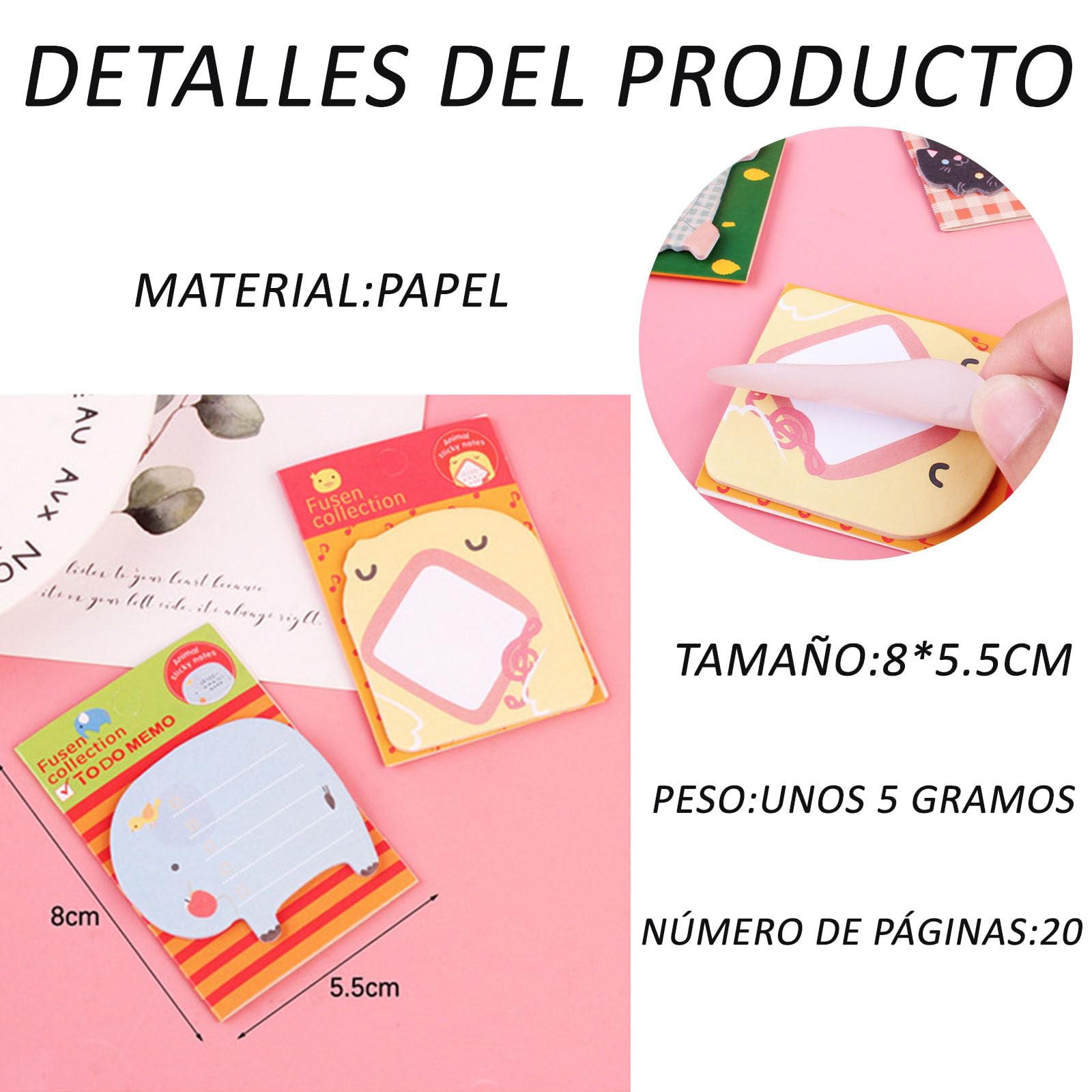 32 Pieces (640 Sheets) Animal Sticky Notes - Image 2