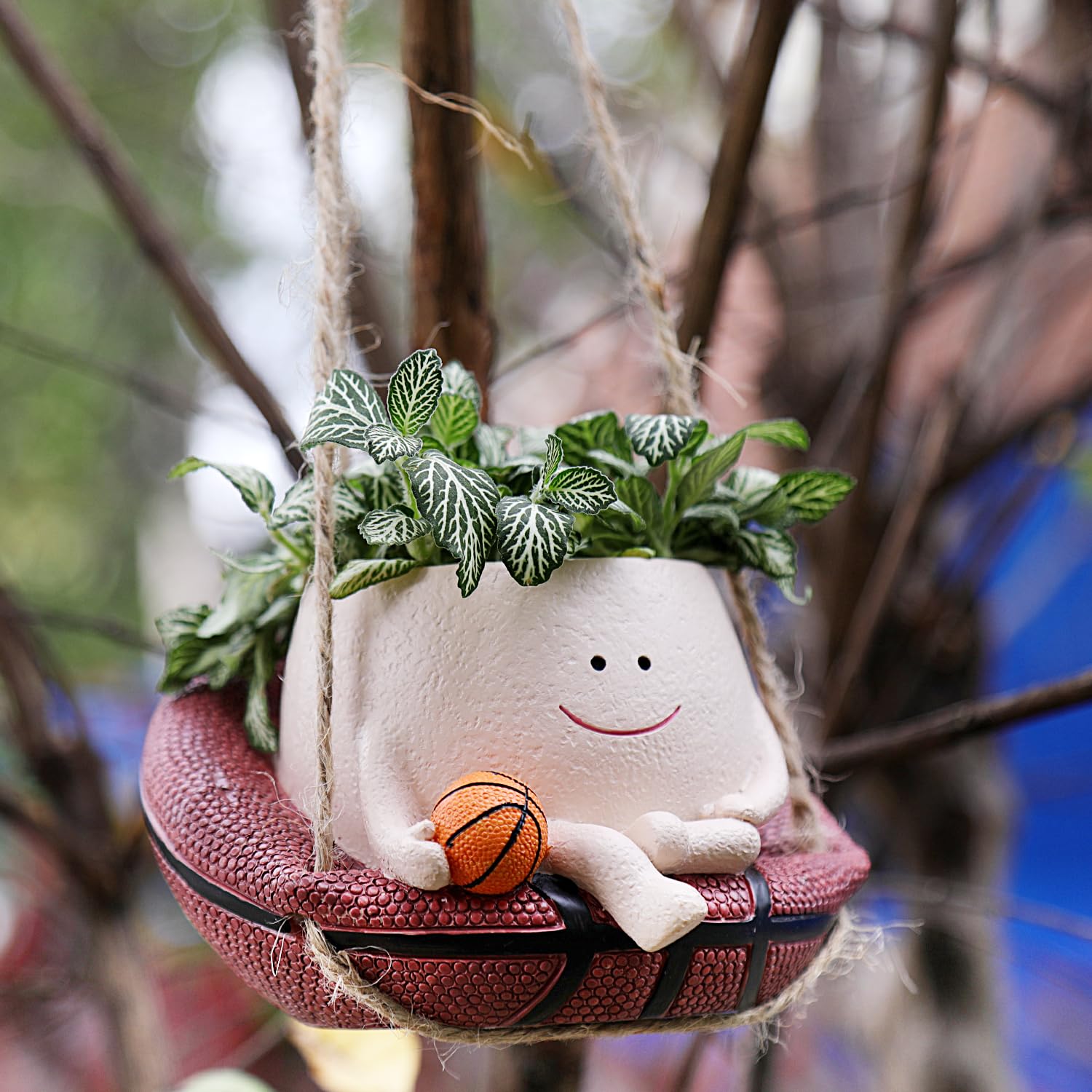 Amazon.com: Camotank Swinging Chair Planter Pot Hanging Smile Face