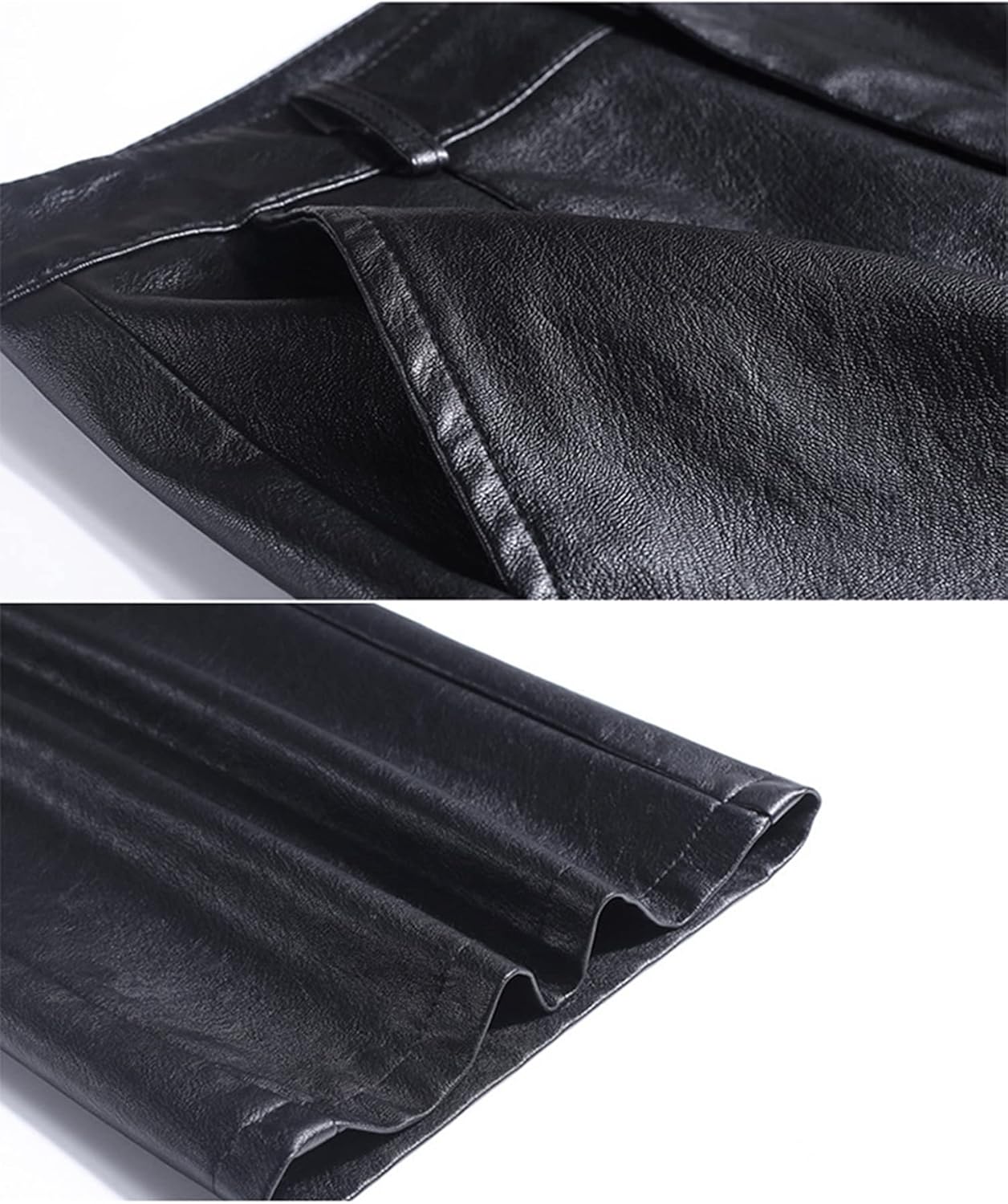 Lucrosun Women's Elastic High Waist Wide Leg Faux Leather Pants Palazoo Trousers - Image 7