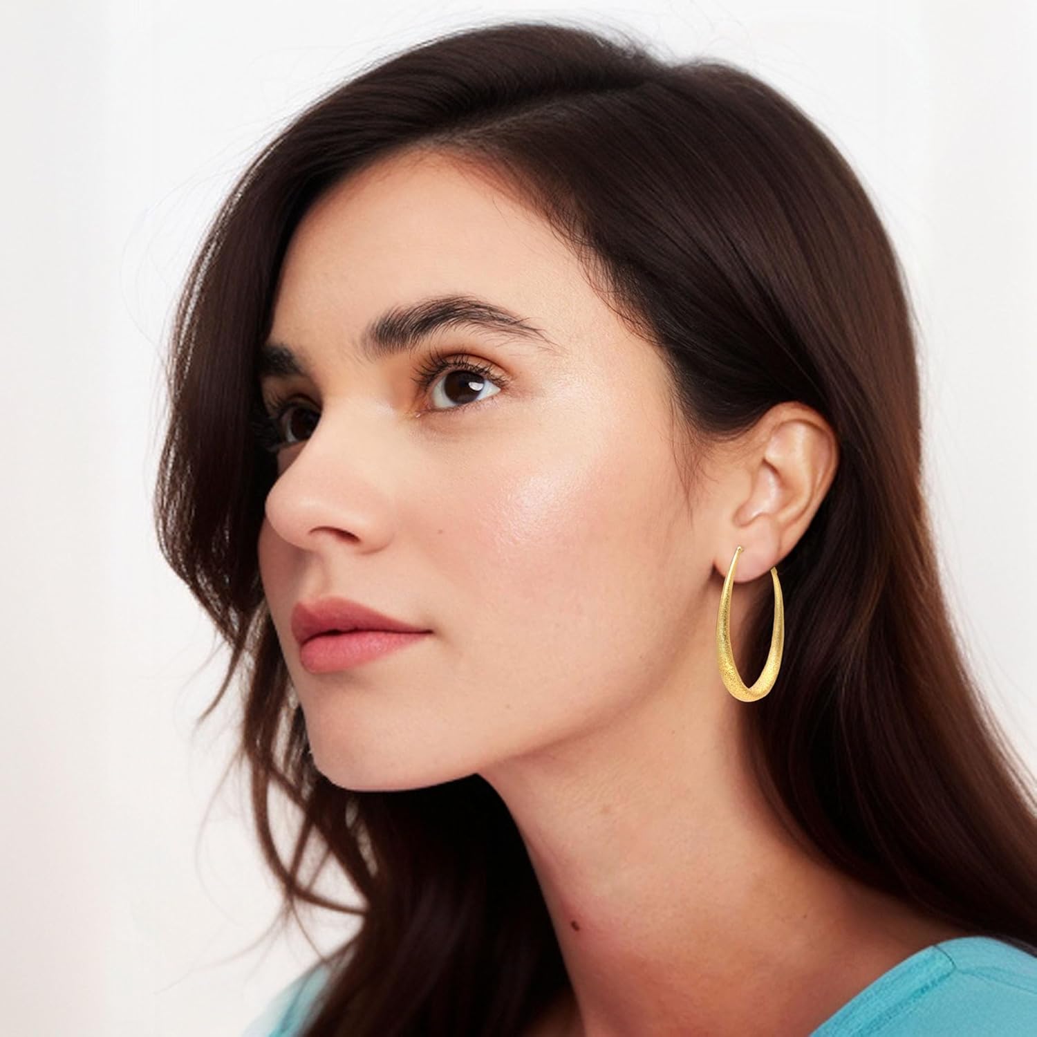 ILLUMIN 18K Gold-Plated Hoop Earrings for Women Girls, Sterling Silver Posts, Hypoallergenic, Trendy Fashion Jewelry Gifts - Image 2