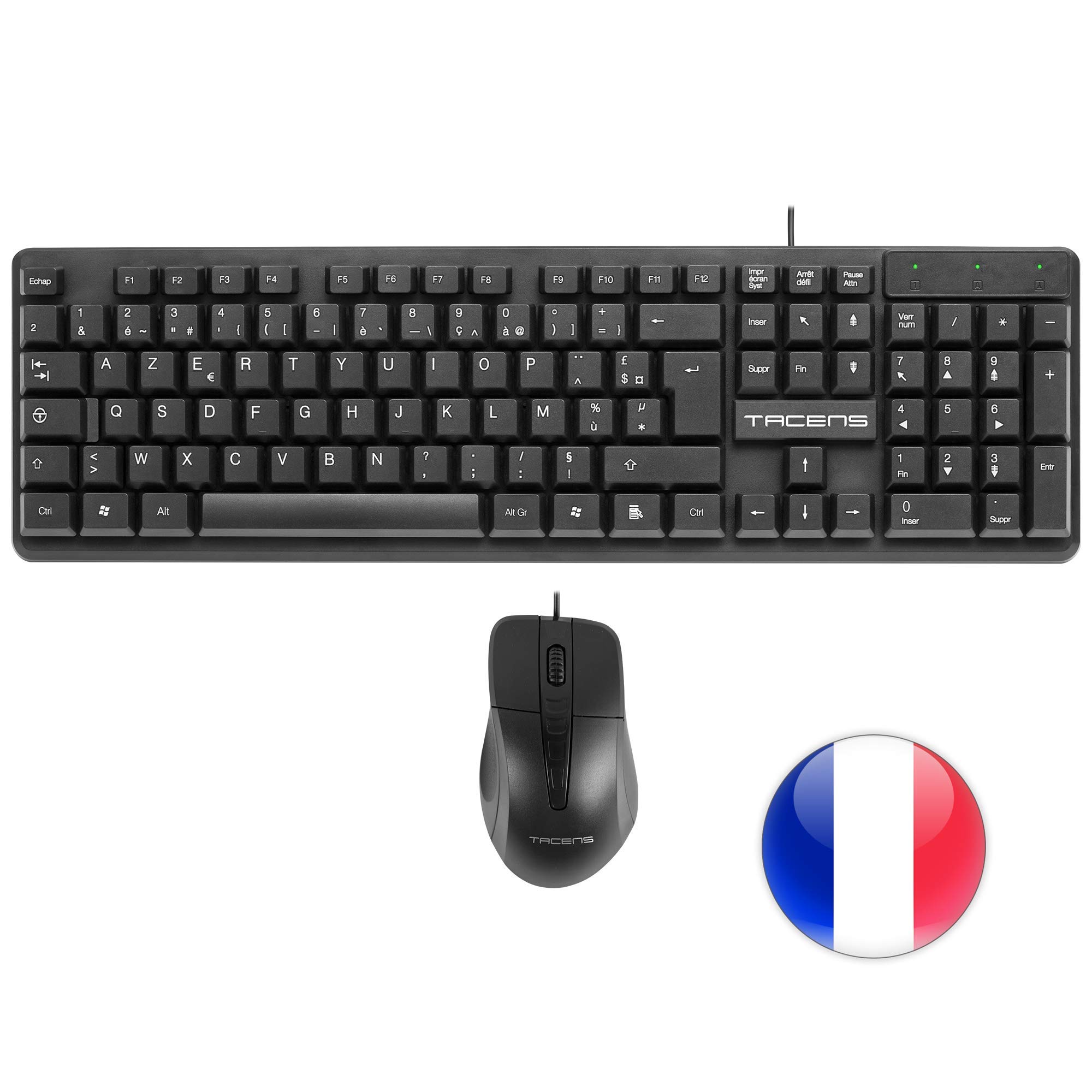 Combo Clavier Et Souris Tacens Anima ACP02 - Clavier Compact Français, Touche Copilot IA, Souris 1600DPI - 5