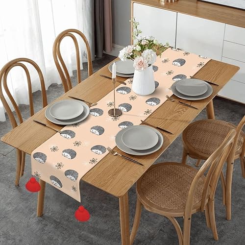 Christmas Table Runner 60 Inches Long Fall Table Runner for Dining Table Christmas Decorations Coffe Table Runner with Tassels Kitchen & Table