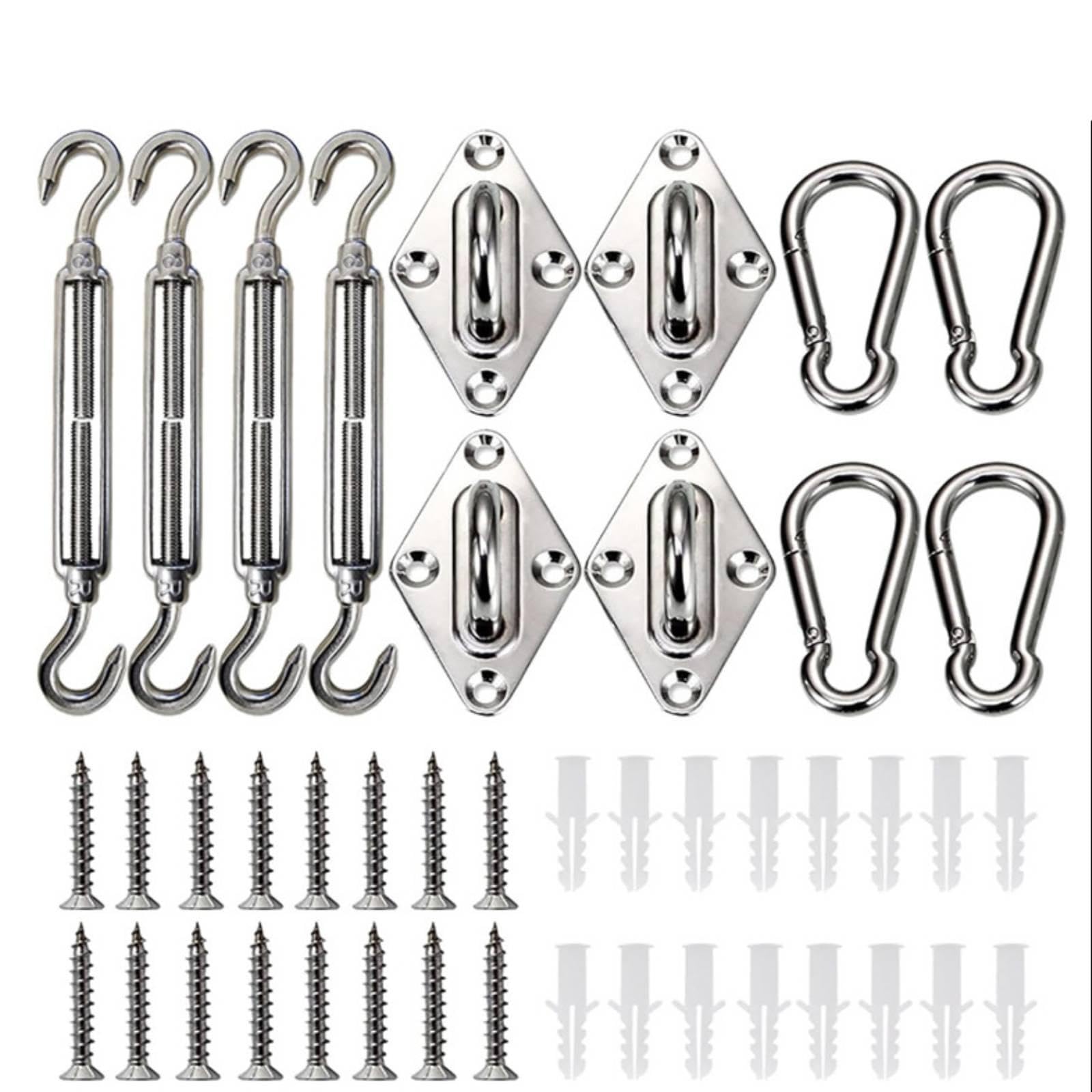 Shade Sail Hardware Set Silver Finish Shade Sail Mounting Kit Fixing Parts M6 44-pc Set - 630G-image-29