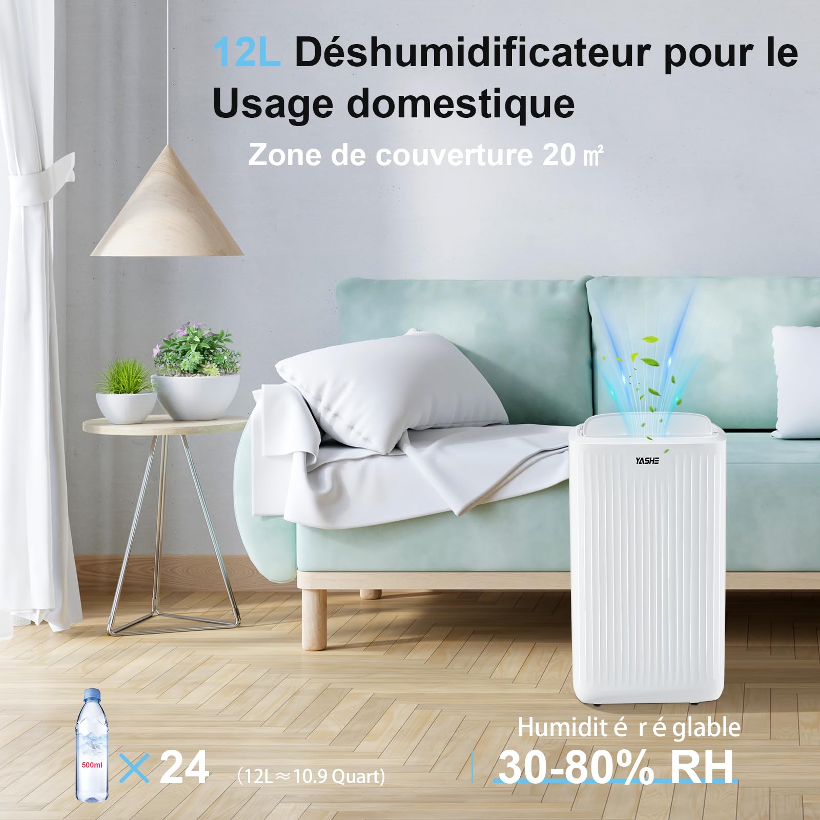 TolleTour deumidificatore 26L/giorno 4,5L serbatoio Asciugatore portatile contro l'umidità lo sporco e la muffa per camera da letto bagno cantina armadio ufficio garage