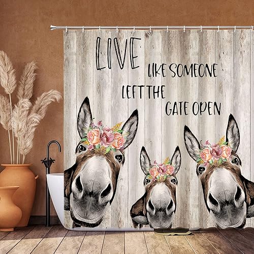 Miniatura 10 de Divertida cortina de ducha de vaca de las tierras altas de la moda bañera burbuja vaca animal rosa bolsa de tacones altos cortina de baño tela con