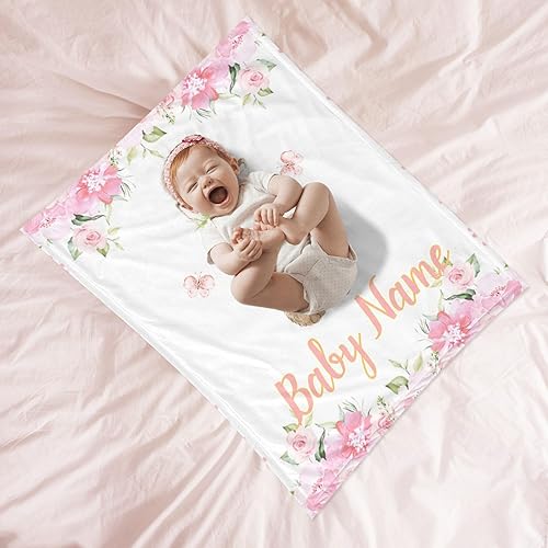 Miniatura 239 de Manta de bebé personalizada con nombre, mantas de bebé de elefante personalizadas para niñas, regalos de bebé, productos para bebés, mantas súper
