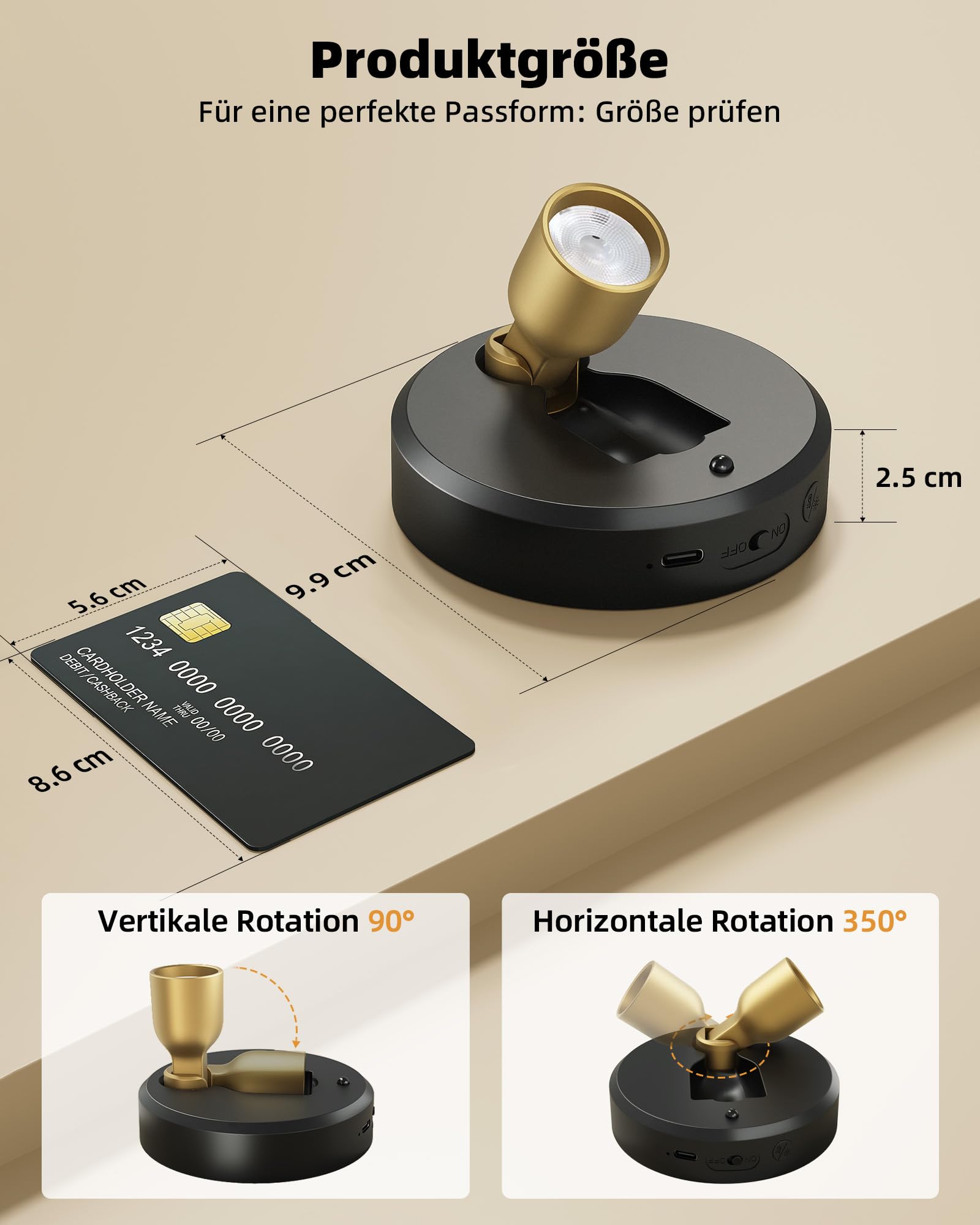 EZVALO Kabellose Spotlight mit Fernbedienung, 4000mAh Akku, 3 Farbtemperaturen, Wiederaufladbarer Wandspot, LED Spots Akku für Gemälde, Kunst, Pflanzen, Porträts (Schwarz, 2er Set)