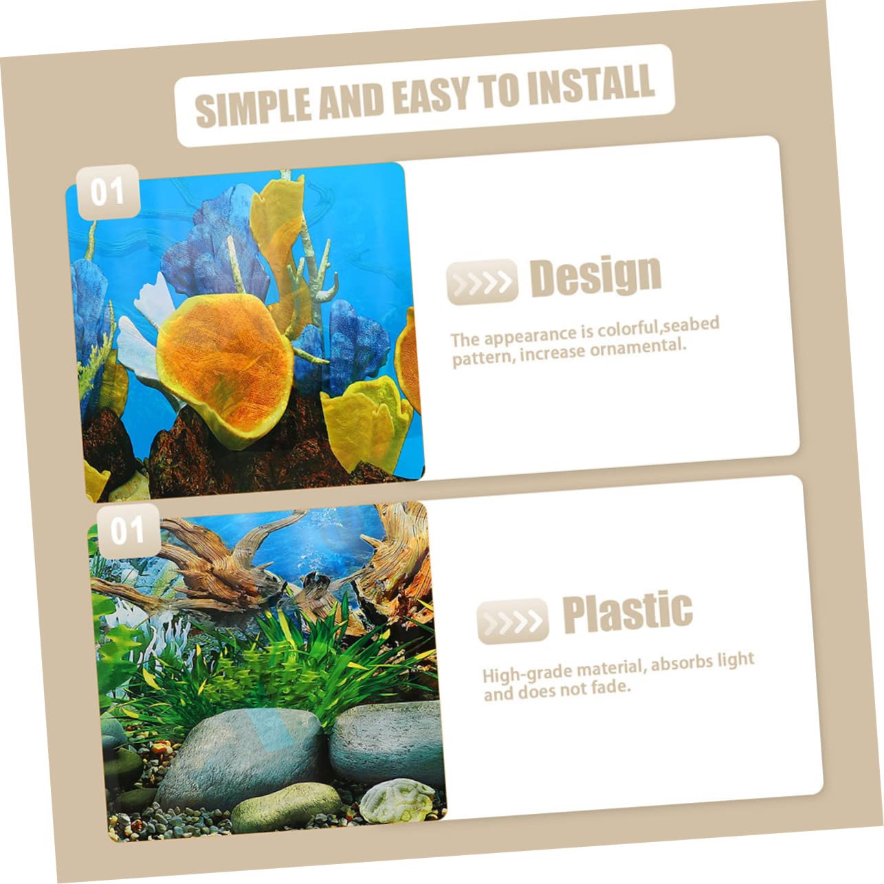 UPKOCH 4 Pezzi Sfondo del Serbatoio del Pesce Acquario sotto Lo Sfondo dell'Oceano sfondi pianta Decorazione del Fondo del carro Armato di Pesci Decalcomania di Sfondo Acquario Vinile