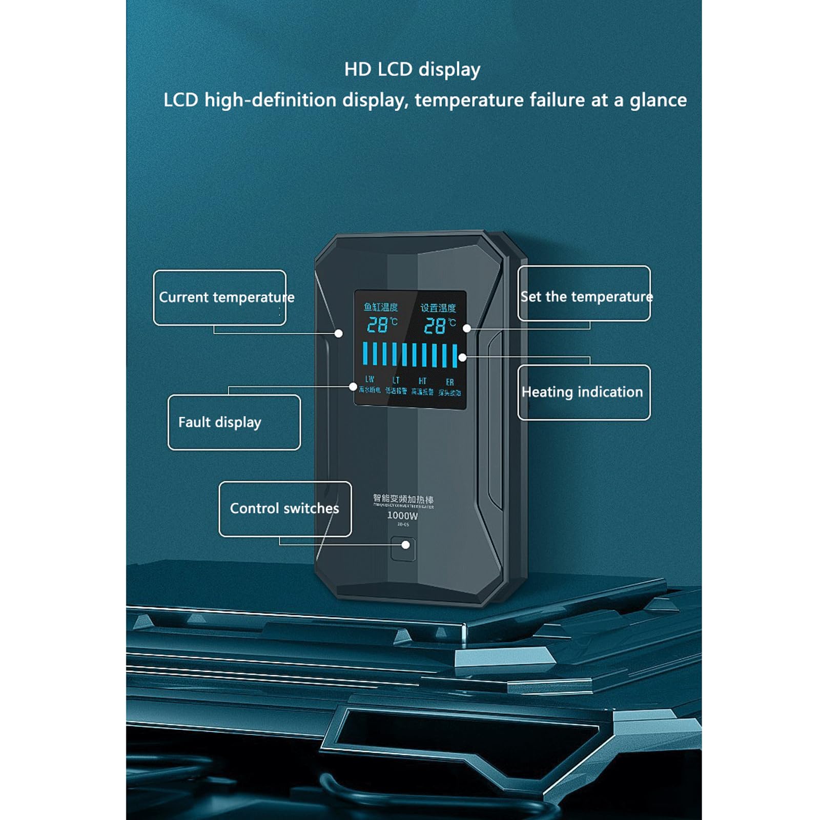 Termostato per Asta riscaldante per Acquario Riscaldatore Termostato per Acquario, 800 W (1000 W)