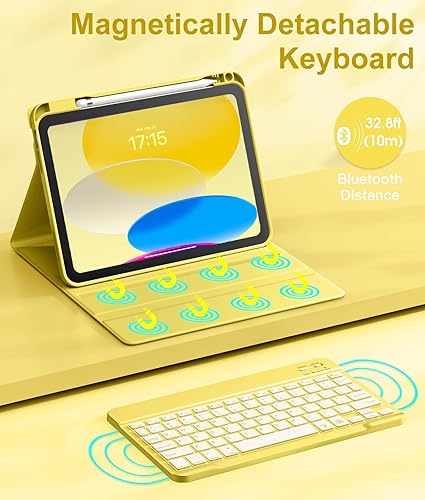 Vista 76 de Hamile Funda para iPad de 11ª y 10ª generación con teclado - 7 colores retroiluminados Inalámbricos Desmontable Folio Funda de teclado con soporte