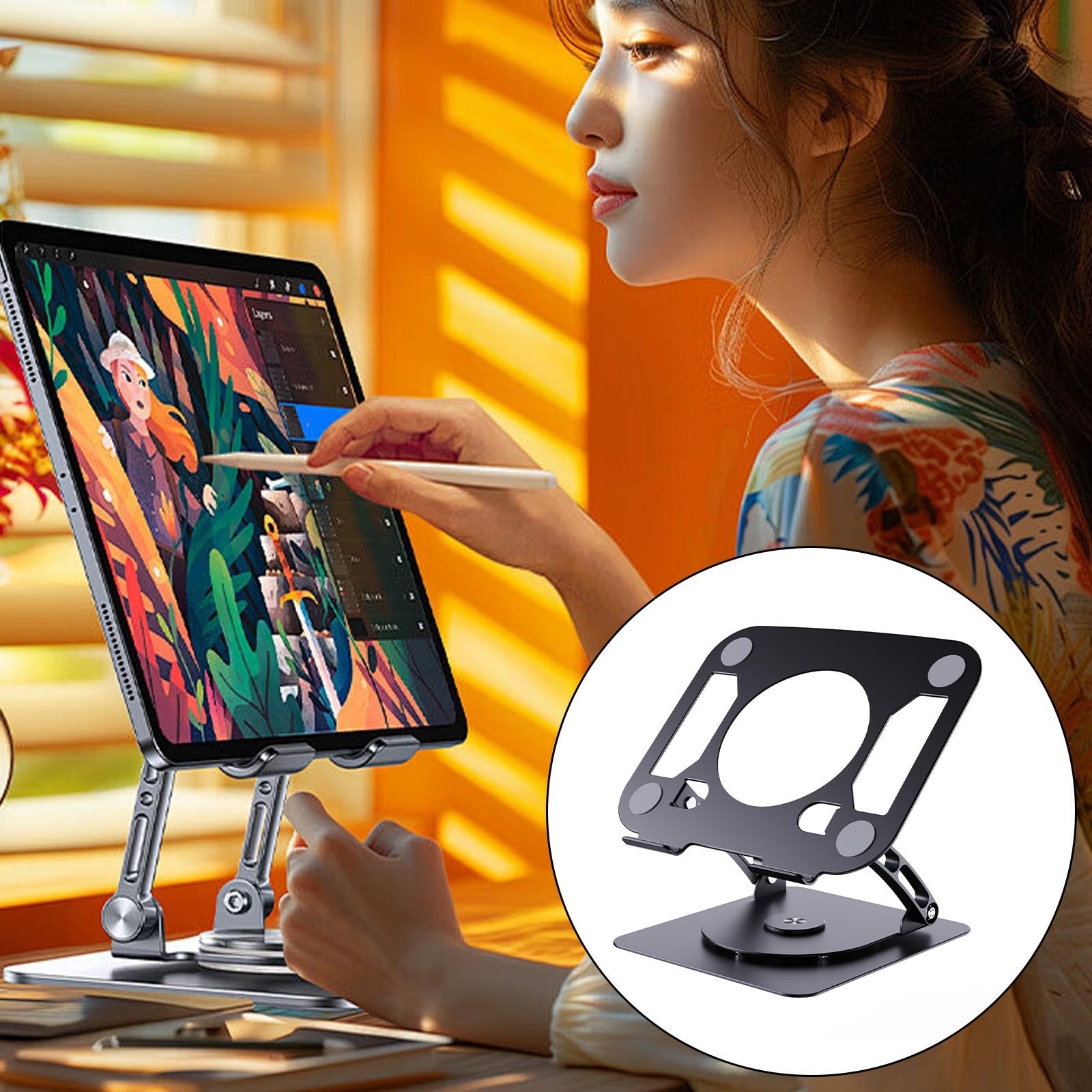 Soporte ergonómico para portátil con base giratoria de 360°, altura ajustable de 50 mm a 290 mm, soporta hasta 10 kg de enfriamiento de peso de oso