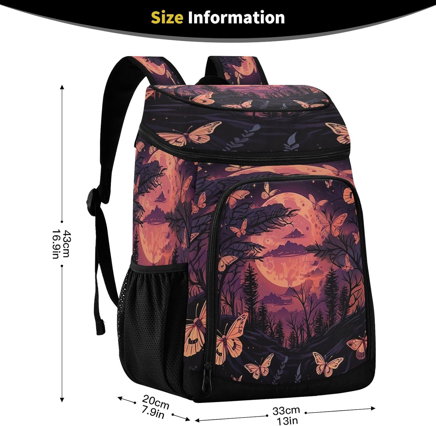 Light Orange Night Sky Cooler Backpack 36 Cans Leakproof Waterproof Backpack Cooler Bag Beach Accessories Travel Camping Fishing Backpack for Women Men
