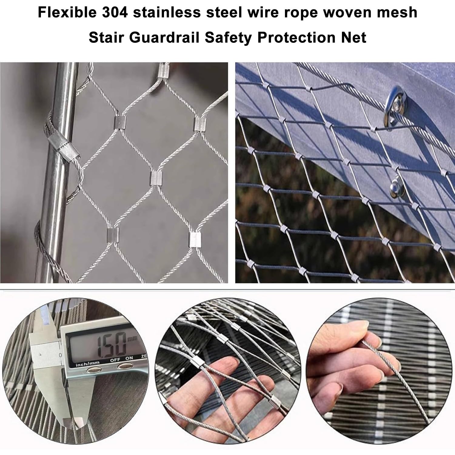 Red de Cuerda Tipo X de Acero Inoxidable, Valla de Seguridad
