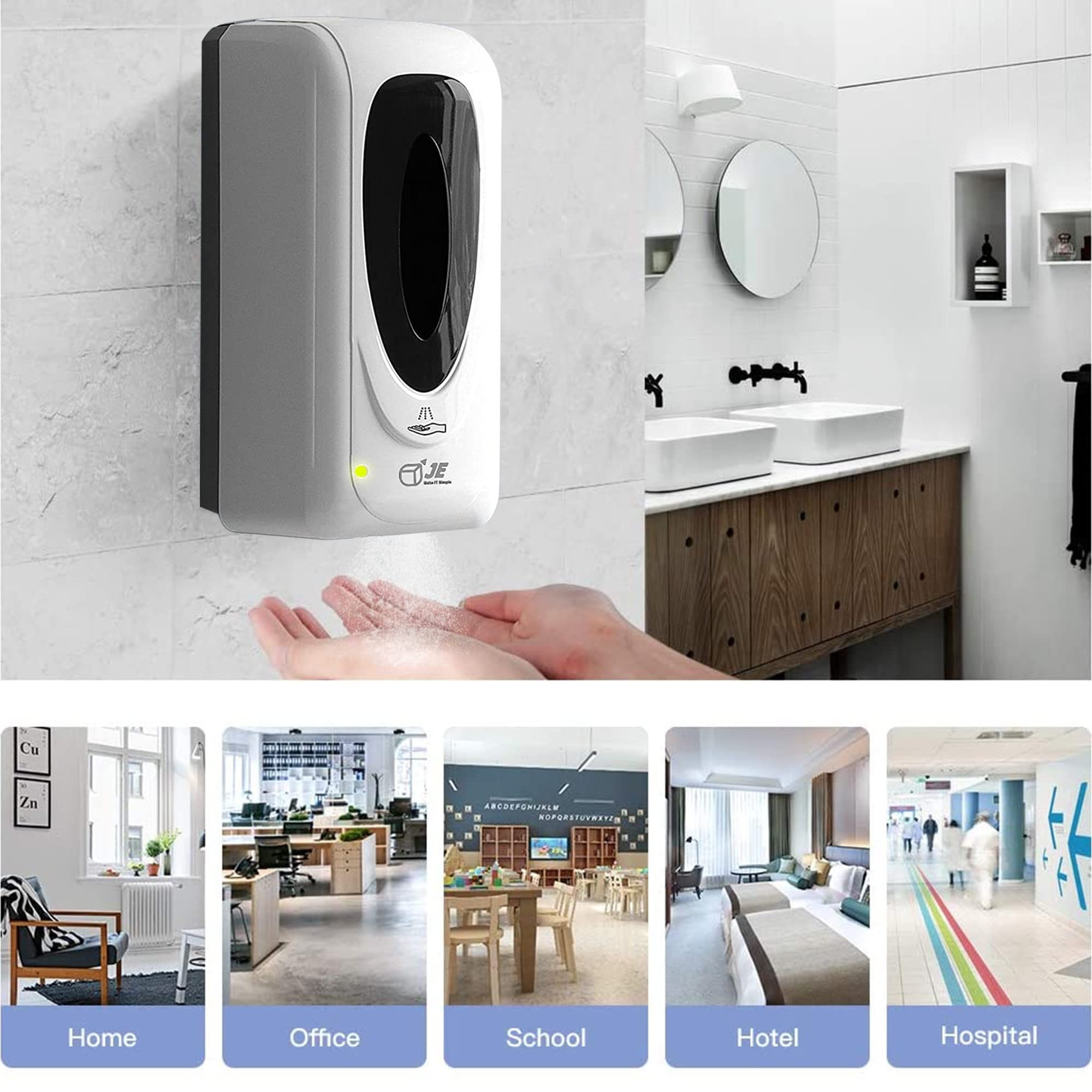 Automatic Hand Sanitizer Dispenser Wall Mounted, JE Touchless Spray