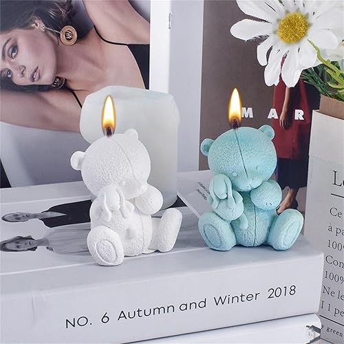 Miniatura 4 de Molde de vela de silicona de oso 3D molde de fundición de escultura en forma de oso molde de resina hecho a mano molde de cera de aroma para hacer