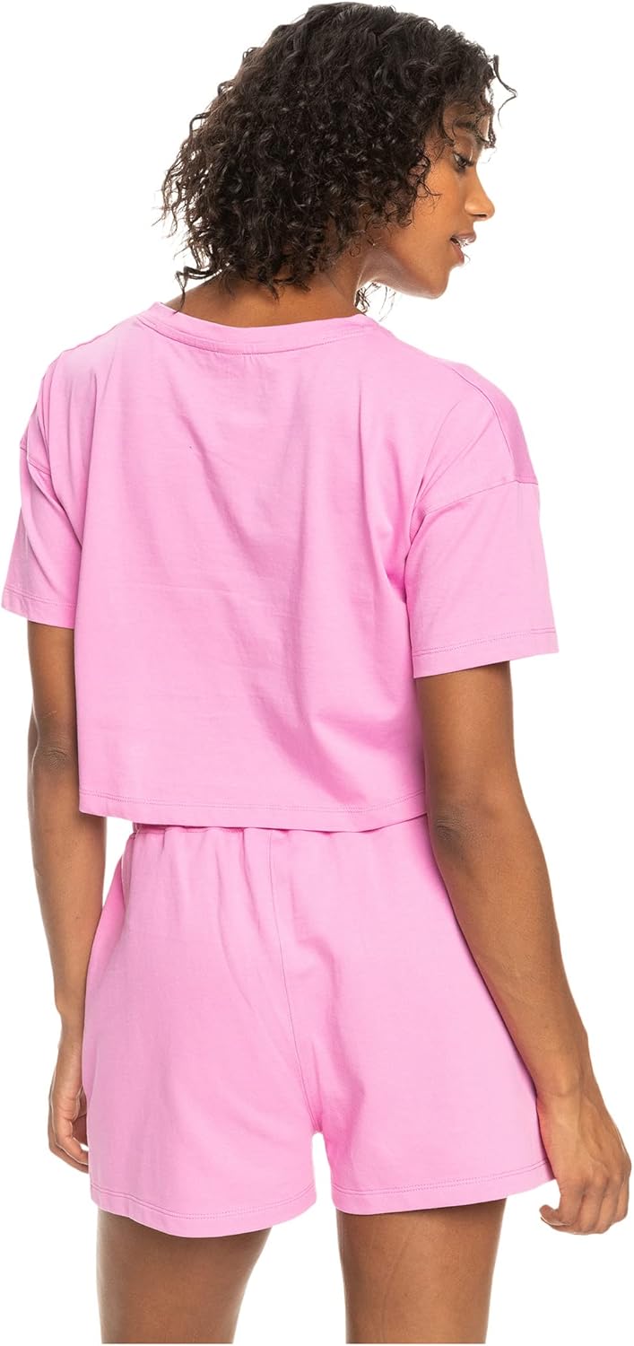 ロキシー オーガニックコットン クロップドTシャツ ESSENTIAL ENERGY CROP TEE - クロップド丈とドロップショルダー