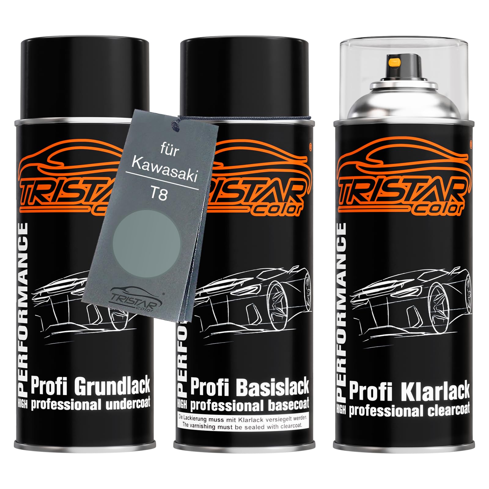 TRISTARcolor Motorcycle paint Spray can set for Kawasaki T8 Pearl Gentry Gray under + base coat clear coat spray can 400ml