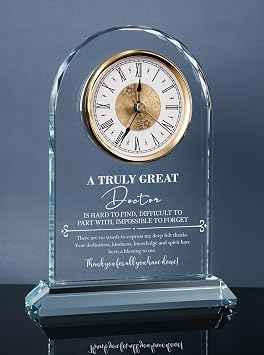 Doctor Gifts for Women & Men Appreciation Gifts Glass Clock, Best Doctor Ever Gift for Doctors Day, Birthday, Retirement, Thank You for Male Female Gift Box & Card Included, No Battery