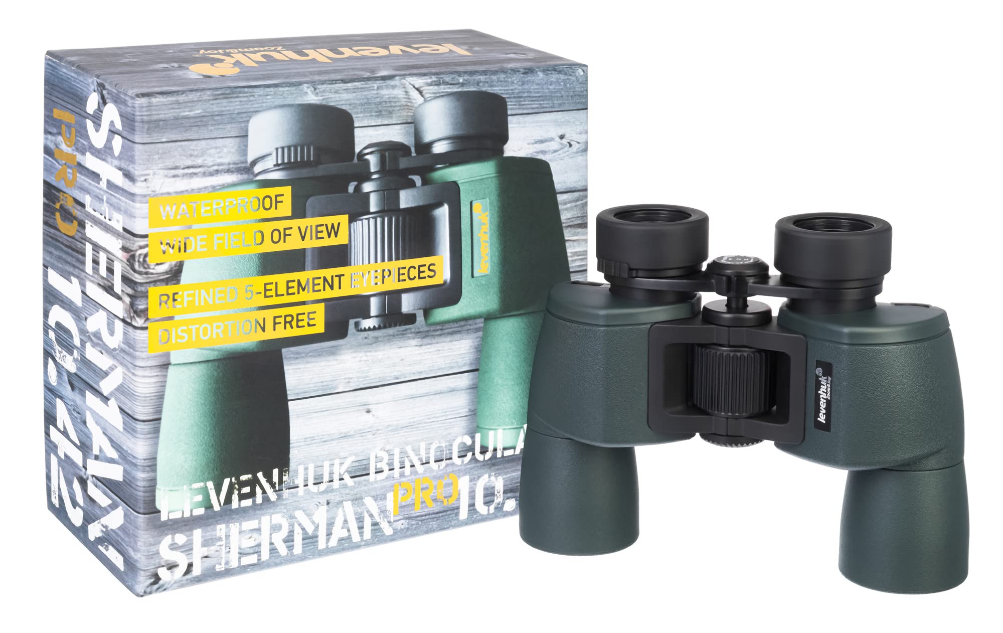 Binocolo Levenhuk Sherman PRO 10x42 con Ottiche Fully Multi-Coated e Oculari a 5 Elementi Dal Design Esclusivo | Prismi di Porro, Ottiche BaK-4 Multistrato, Antiappannamento, Ideale per Birdwatching, Caccia, Natura e Escursionismo
