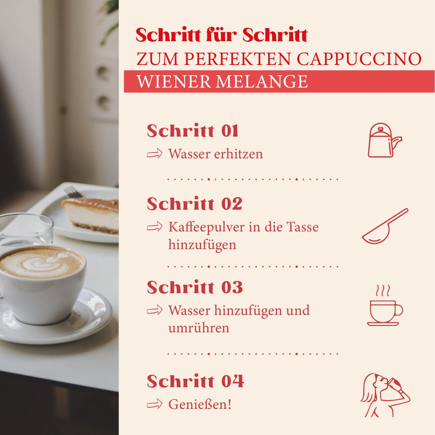 HEARTS Cappuccino Wiener Melange 10 x 1 kg - Genuss nach österreichischer Tradition, ca. 80 Portionen pro Beutel, Familienpackung, intensives Aroma, feinste Kaffeespezialität