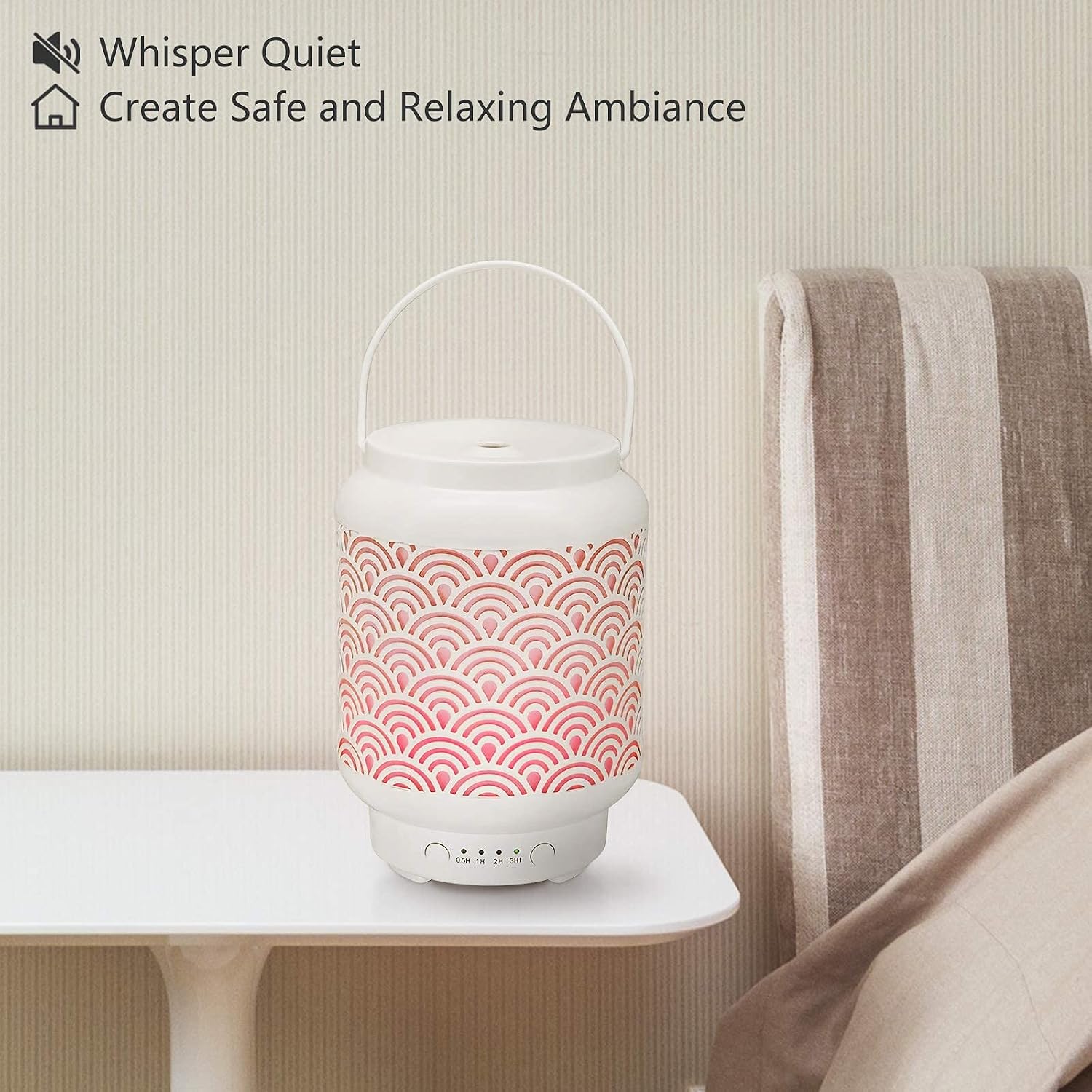 Essential Oil Diffuser, Aroma Oil Diffuser Ultrasonic Cool Mist Metal Aromatherapy Humidifier with Waterless Auto Shut-Off Protection, 7 Colors LED Lights Changing for Home Office