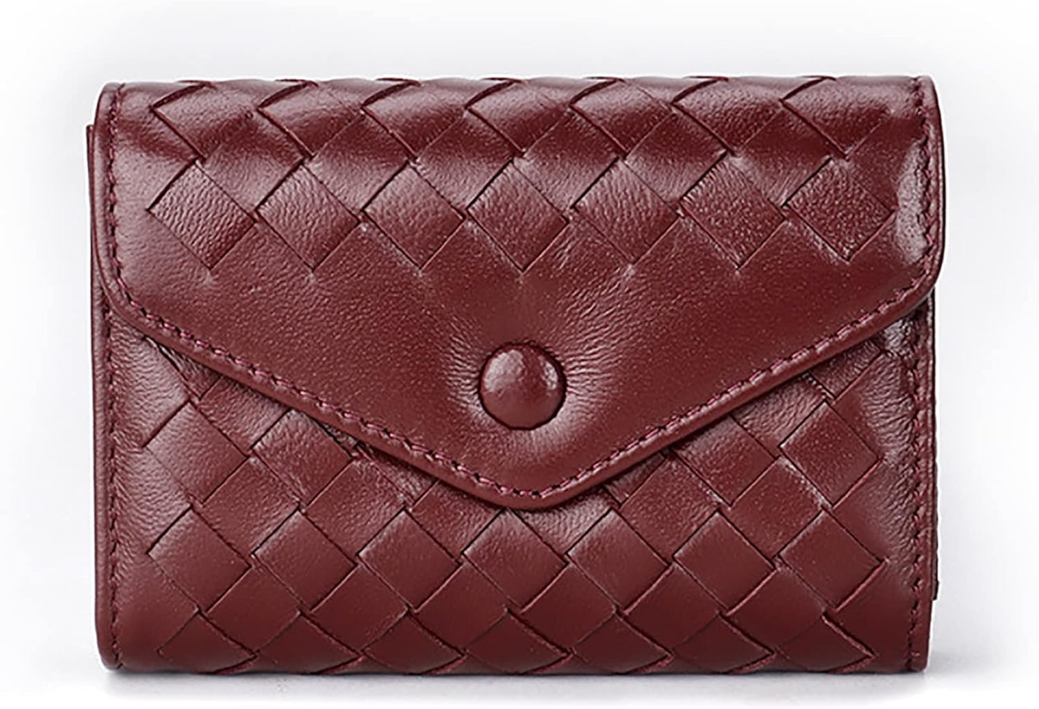 Card Pouch Ladies Card Bag Organ Card Bag Pu Leather Woven Bank Card Card Holder Bag Card Cases(Red)