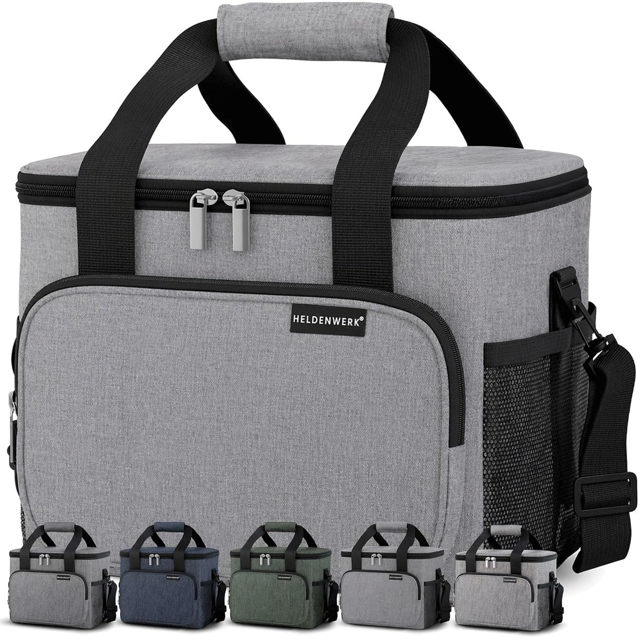 HELDENWERK® Kühltasche groß faltbar – 12h Kühlleistung – Thermotasche auslaufsicher & wasserdicht – Kühlbox, Picknicktasche, Lunchtasche, Isoliertasche mit 6 Fächern & verstärktem Boden