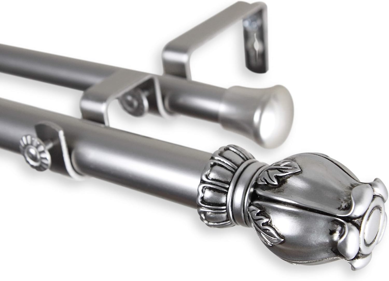 Rod Desyne 1" Party Double Curtain Rod, 66-120 inch, Satin Nickel