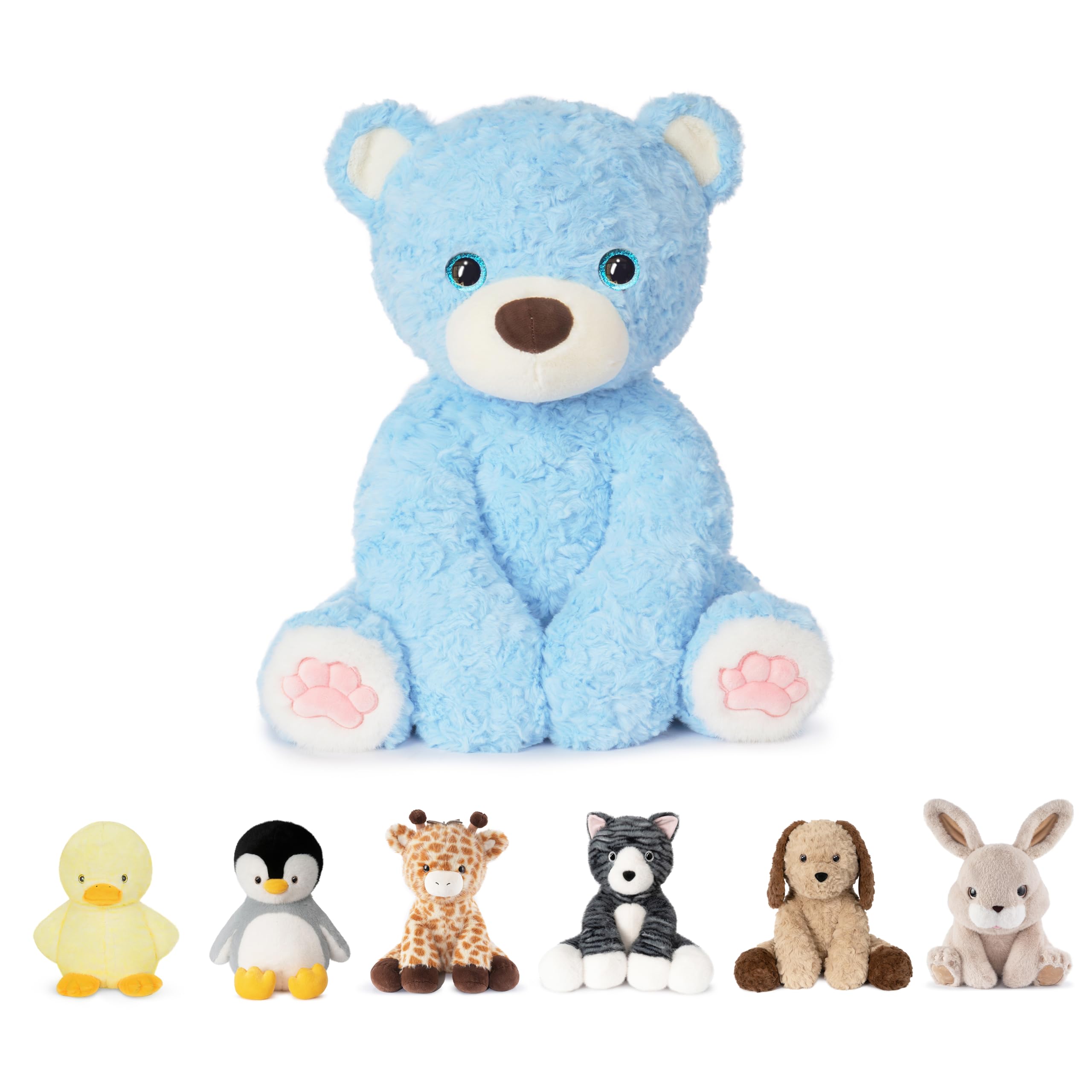 Niuniu Daddy 14" | 3.5 Pound Weighted Bear Stuffed Animal, Giant Blue Weighted Teddy Bear Plush Toy for Kids Adults, Large Big Cute Weighted Body