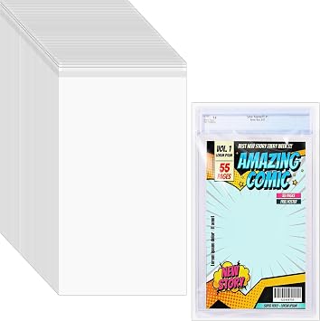 50 Pcs Resealable Graded Comic Book Bags,Clear Plastic Comic Sleeves for CGC and CBCS Slabs Collection Storage Protection