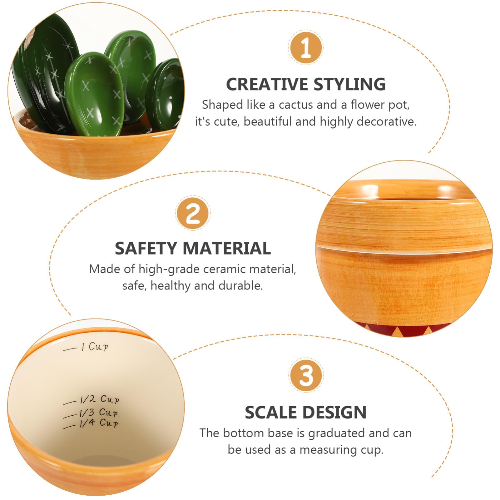 Cuillère Doseuse Cactus 1 Set en Céramique Support 290 Ml