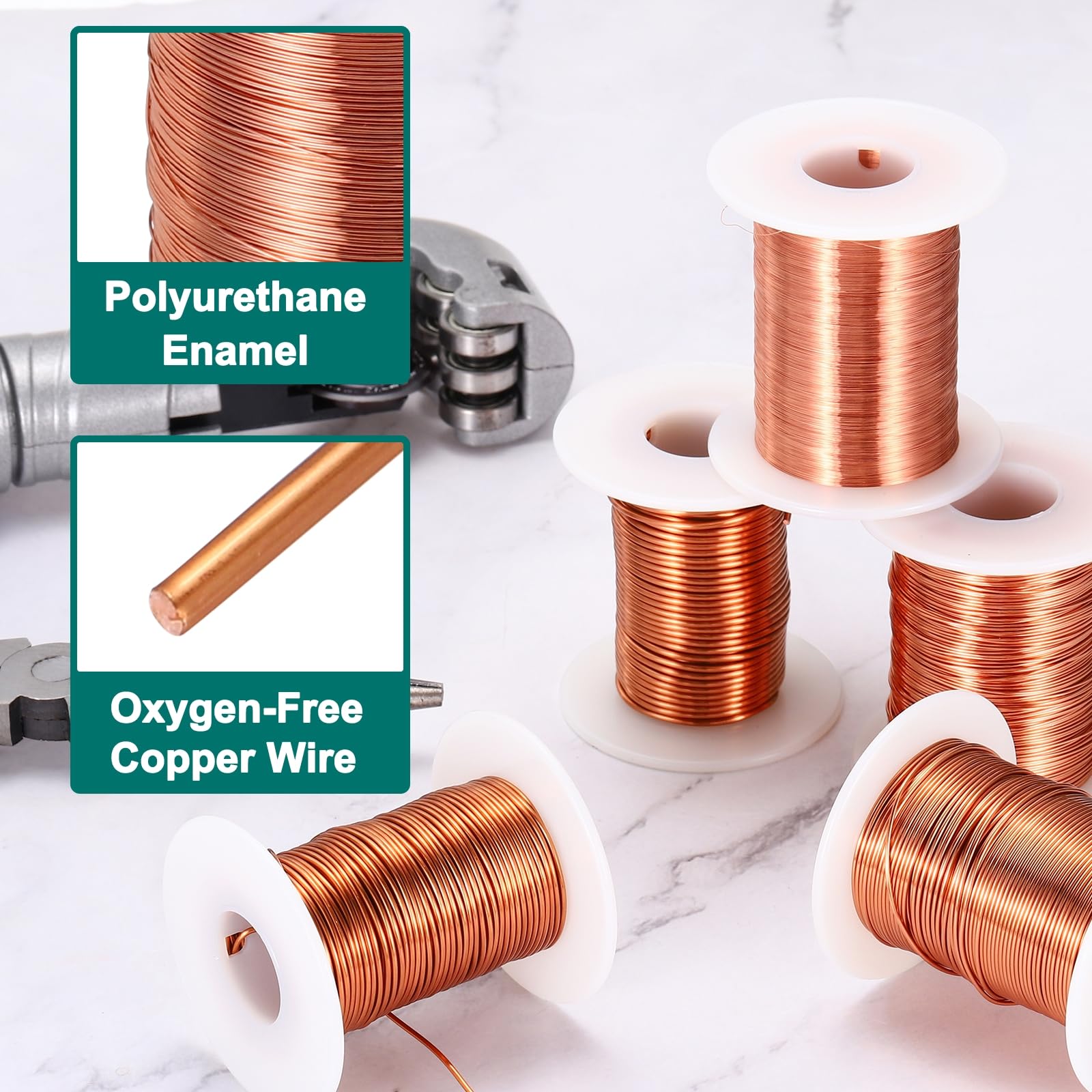 sourcing map Fil magnétique 30 AWG, fil de cuivre émaillé de calibre 30, fil de bobine magnétique de 170,1 g pour transformateur, moteur, électrique, 155C (311F)