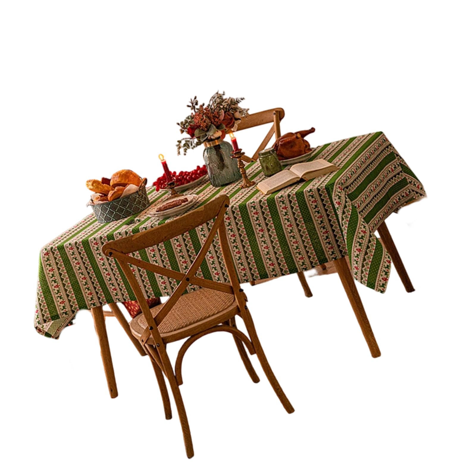 Elnwnnkc Christmas Tablecloth Festive Dining Decors Polyester Stain Resistant Table Cover for Holiday Gatherings and Family Party Christmas Print Tablecloth Holiday Dining Decors