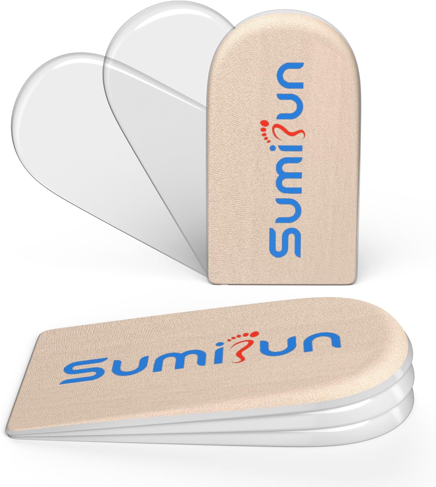 Sumifun Heel Lift Inserts, Gel Shoe Heels Inserts for Women, Adjustable Orthopedic Heel Pads for Heel Pain and Leg Length Discrepancies, Heel Cups 1/8" 2/8" 3/8" (Size S, Beige)