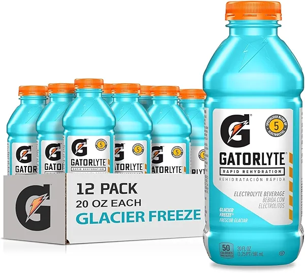 Gatorade Electrolyte Beverage, Glacier Freeze, 20 Fl Oz (Pack of 12)