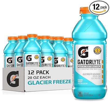 Gatorade Electrolyte Beverage, Glacier Freeze, 20 Fl Oz (Pack of 12)