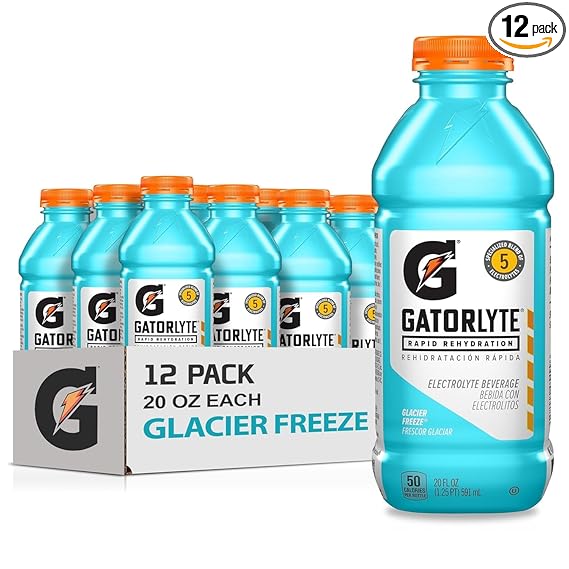 Gatorade Electrolyte Beverage, Glacier Freeze, 20 Fl Oz (Pack of 12)