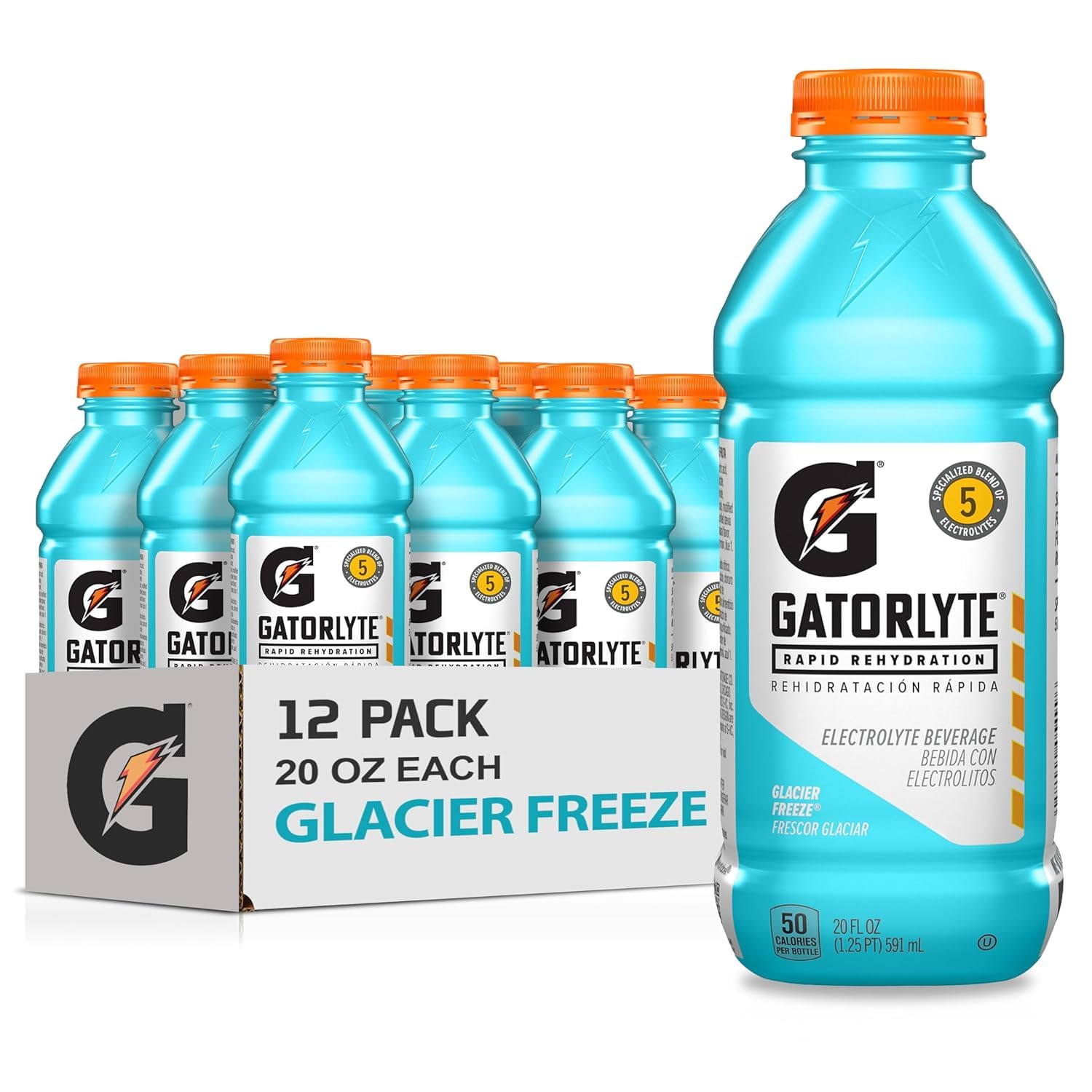 Gatorade Electrolyte Beverage, Glacier Freeze, 20 Fl Oz (Pack of 12)