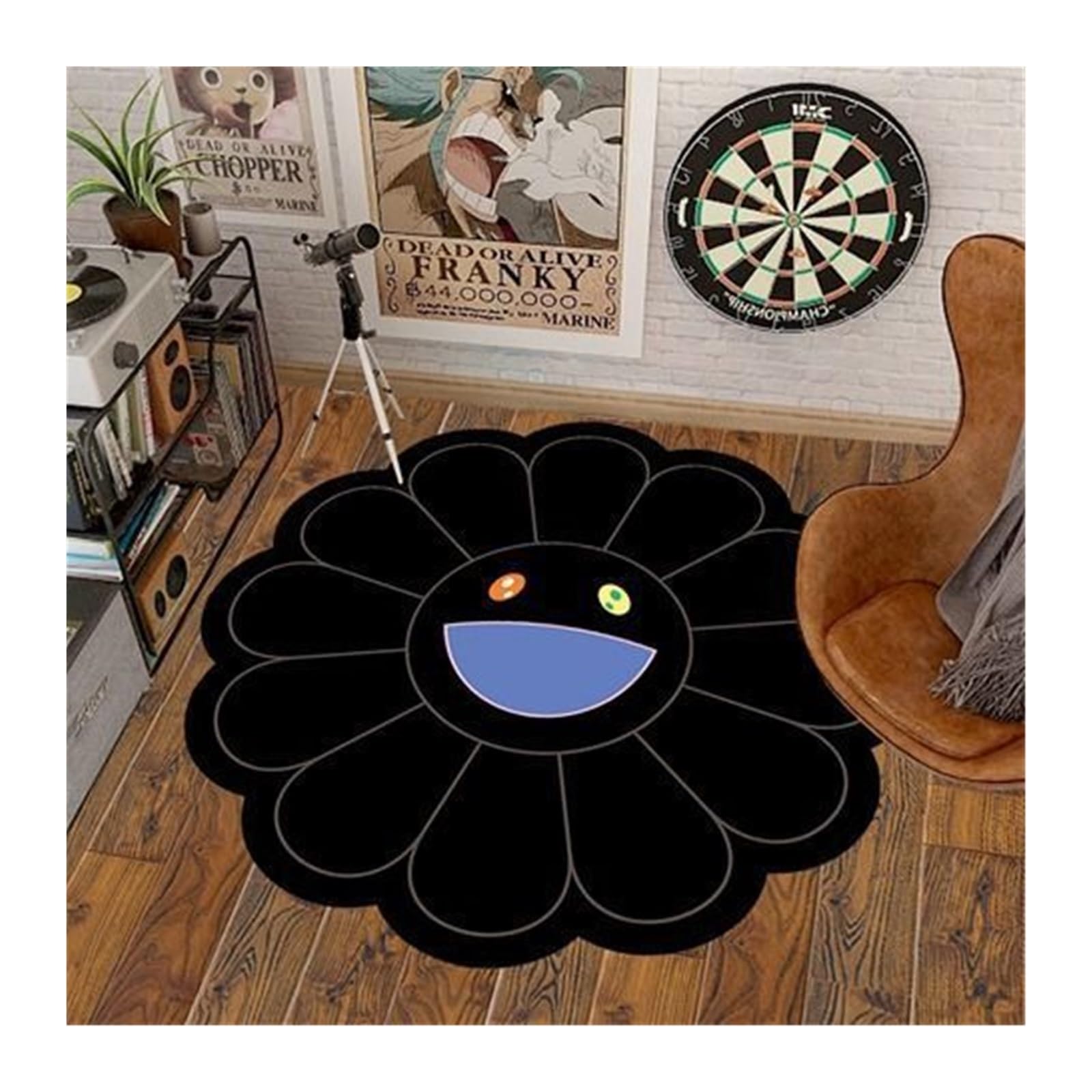 Tapis de sol Takashi Murakami tournesol en peluche pour salon et cuisine