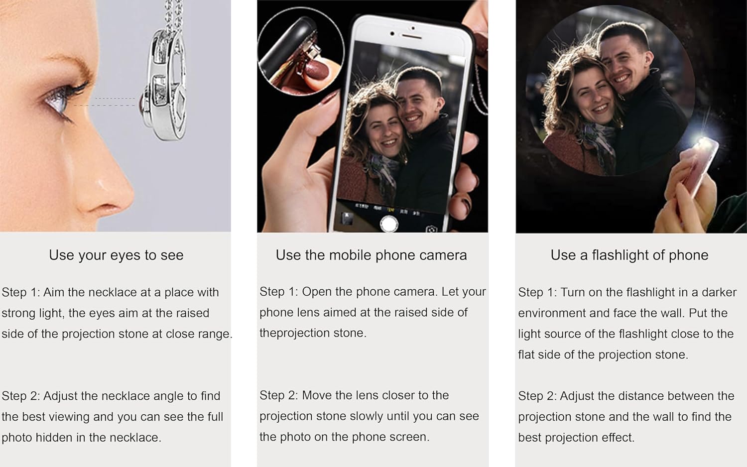 Personalized Projection Necklace with Photo Inside,925 Sterling Silver Custom Photo Love Heart Pendant Necklace Memorial Gifts for Birthday Anniversary