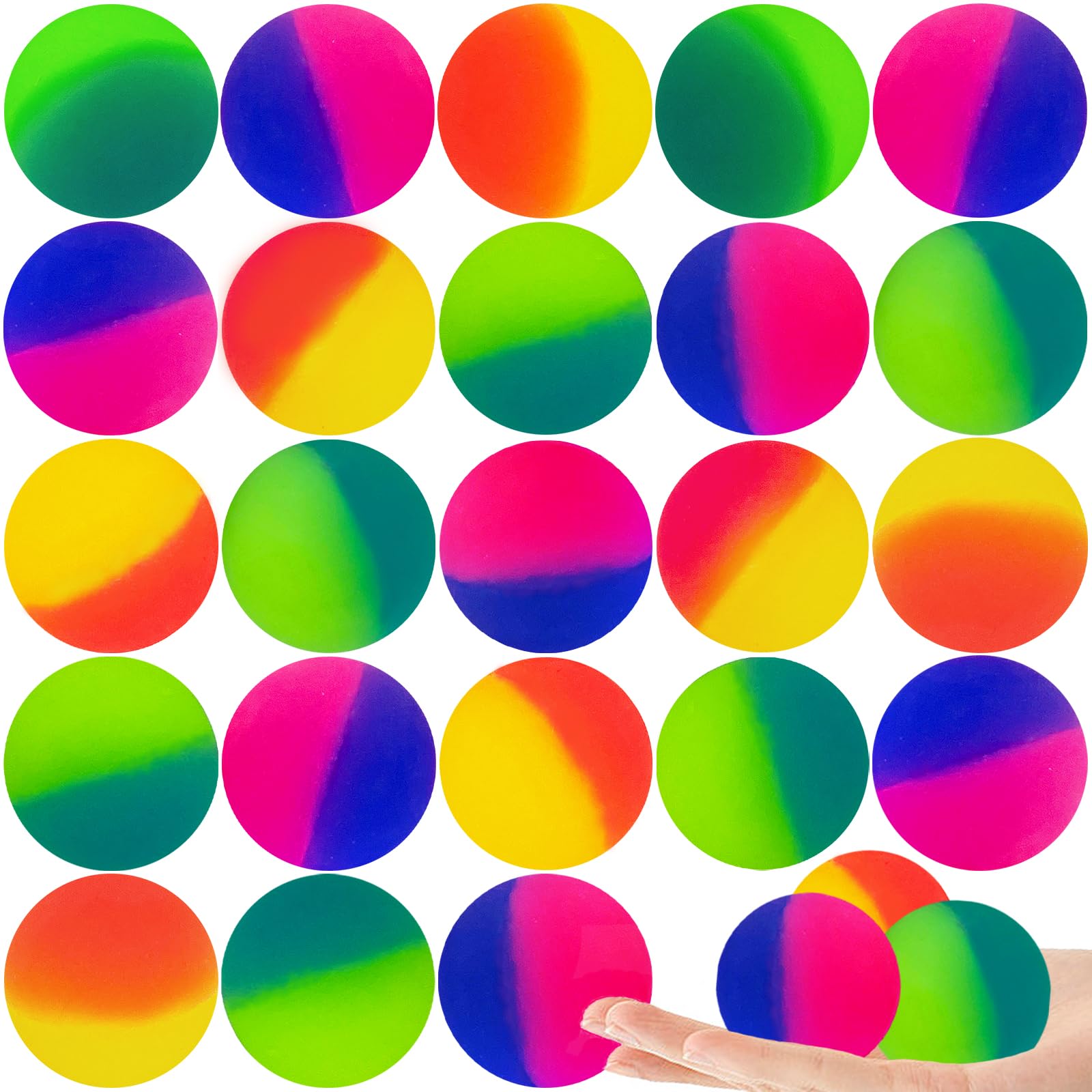 Irrmshr 25 Pcs Multi-Item Party Favor Ball 45 mm Jumbo Super Bouncy Balls for Party Supplies