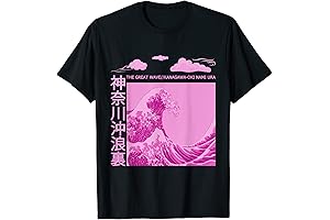 Big Wavy Pink Color Graphic Washed Tee