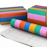 Hallmark Wrapping Paper Mini Roll - Orange, Blue, Pink and Green Stripes Gift Wrap Paper (1 Mini Roll: 40 sq. ft. ttl.) for Birthdays, Graduations, Mother's Day, Any Occasion