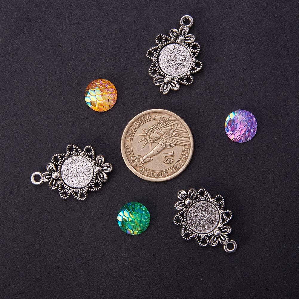NBEADS 50Pcs Pendant Making Sets, Tibetan Charm Pendants with Resin Cabochons for Jewellery Making - Image 4
