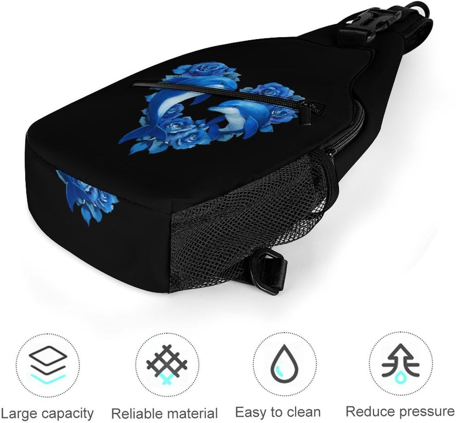 Blue Dolphins Men Crossbody Sling Backpack Chest Bag | Travel Fanny Pack,Hiking Daypack,Print Shoulder Bags
