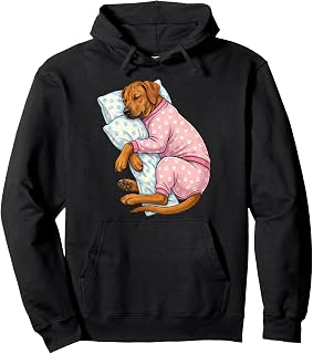 Cute Rhodesian Ridgeback Dog Sleeping in Pajamas Bedtime Art Pullover Hoodie