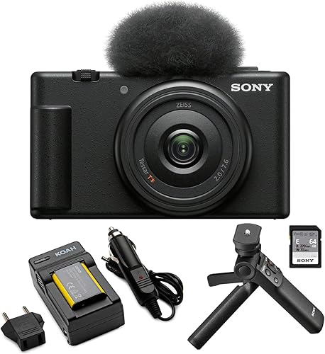Miniatura 1 de Sony ZV-1F - Cámara de vlog para creadores de contenido y vloggers negro paquete con kit de accesorios de vlogger paquete de arte de fotos y batería