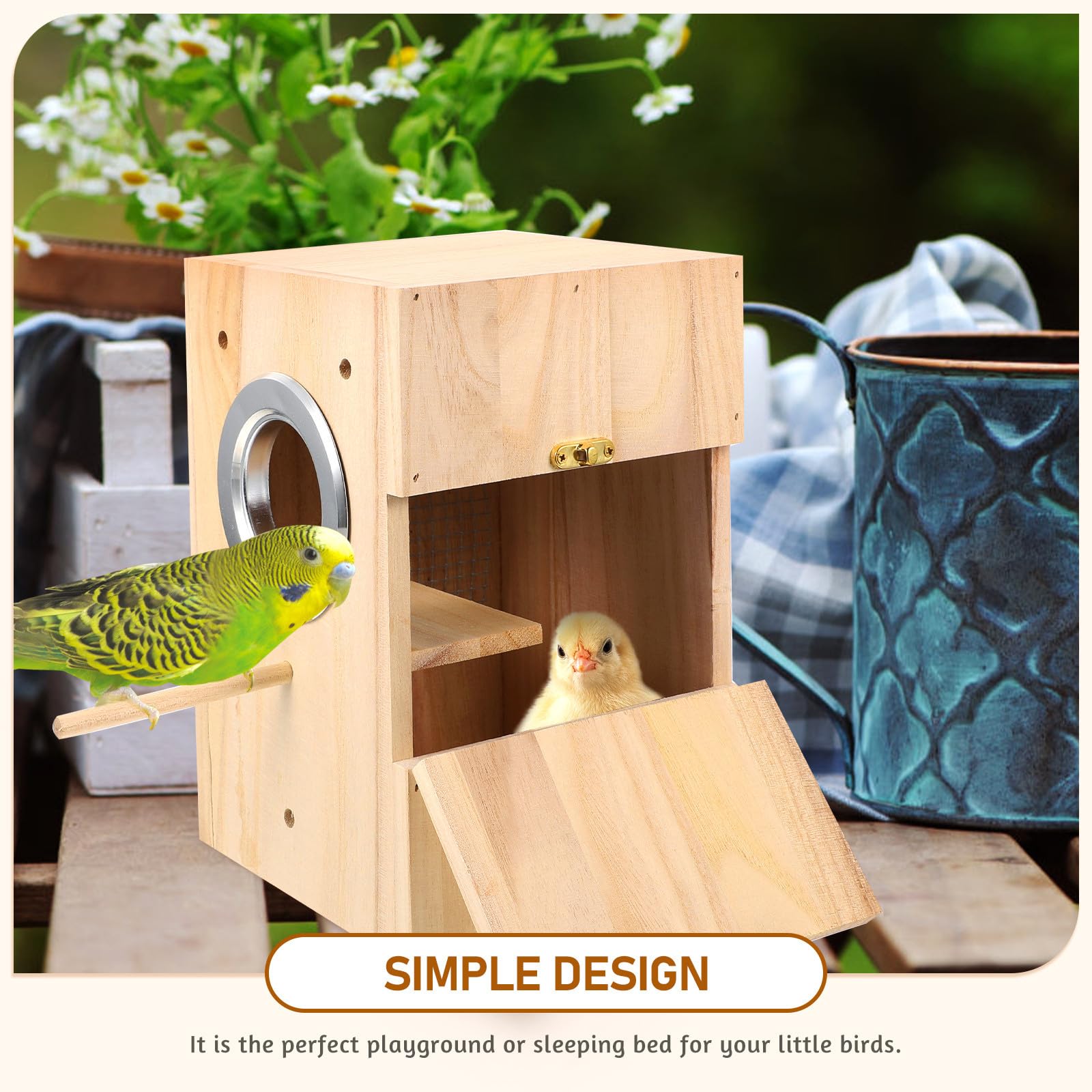 VALICLUD Nidificatore in Legno per Uccelli Piccoli e Canarini, Casa Confortevole Letto per Dormire, Design Semplice e Creativo per Voliera da Esterno