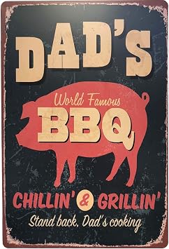 Dads BBQ Metal Signs Bar Pub Diner Barbeque Sign Vintage Poster Home Wall Decor Man Cave 12 x 8 Inch Dads BBQ